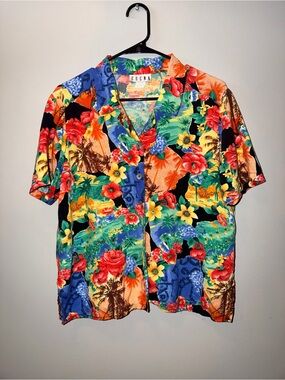 Erena Men's Multicolor Tropical Floral Button-Down Shirt